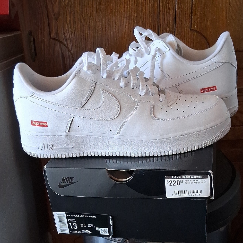 Nike SUPREME Air Force Ones Sneakers with Red Details